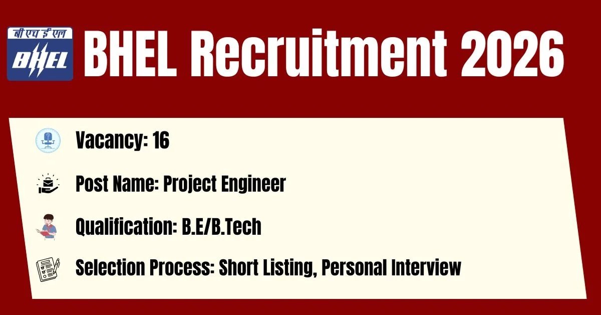 BHEL Recruitment 2026 – Apply Online for 16 Project Engineer Posts | Salary Up to Rs.88,000